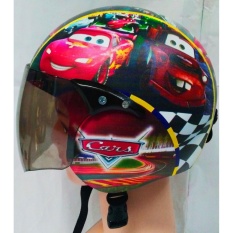 Helm Retro Anak Motif Kartun Mobil Balap Umur 4-10 Tahun