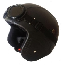Helm Retro Bogo Kulit Classic + Kacamata - Hitam