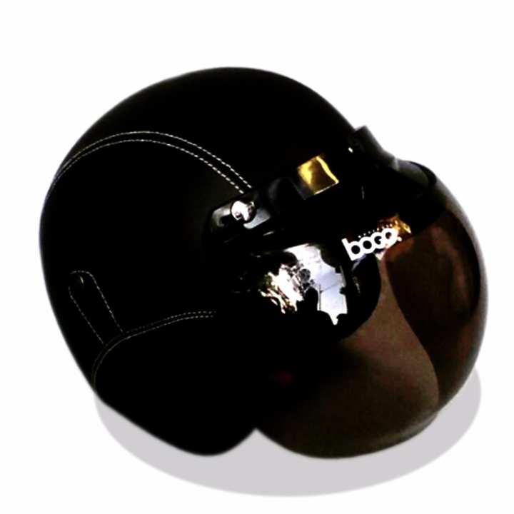 Helm Retro Bogo Kulit Klasik Kaca BOGO Original - Hitam