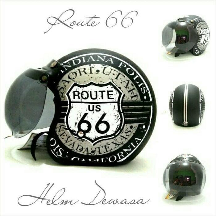 Helm Retro Bogo Route 66 Silver Kaca Bogo Bisa Request Warna