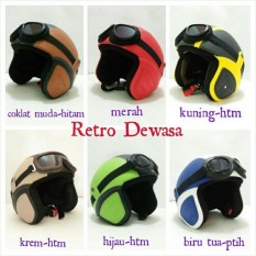 Helm Retro Kulit Classic Aneka Warna + Kacamata