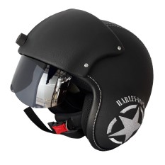 Helm Retro Pet Pilot Visor Motif Bordil - Hitam