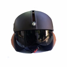 Helm Retro Pilot Visor Kombinasi - Coklat