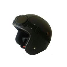 Helm Retro Vespa Clasic Kulit Full synthetic - Clasic Kaca mata Remaja / Dewasa ( Helm Retro + Kaca mata - HITAM