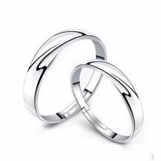 Hequ 1 Pasang Pria Wanita Solid Perak Kekasih Beberapa Cincin Pernikahan Band Nya And He Berjanji Cincin