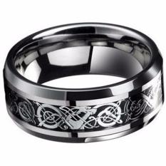 Hequ Chic Dragon Wolfram Karbida Cincin Pria Perhiasan Pernikahan Band Perak Baru Perak-Intl