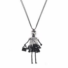 Hequ Gadis Gaun Boneka Cantik Pendant Necklace Lovely Fashion Perhiasan Maxi Colar Wanita Collier Kalung Panjang Collares Hitam-Intl