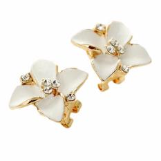 Hequ Hot Stylish Klasik Gardenia Drip Anting High-grade Fine Lady Diamond Telinga Klip Earrings Retensi Warna Perhiasan Hitam -Intl