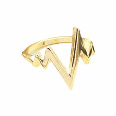 Hequ Min Order 6 Pesanan Campuran 18 K Emas Plating Lightning Desain Jari Cincin 17mm Fashion Jewelry Black- INTL