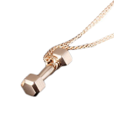 Hequ Fashion Baru Pasang Liontin Pribadi Olahraga And Kebugaran Pria Indonesia Ngumpul Di Sini Perhiasan Kalung Baja Titanium Halter Barbel 4 Warnd 11 MM X 35mm Mawar Emas-ต่างประเทศ