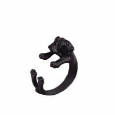 Hequ Cincin Terkenal Handmade Pug Dog Fashion Perhiasan Cincin Hewan Rings untuk Wanita Pria Remaja Perunggu-Internasional