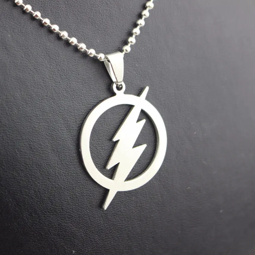 Harga hequ flash dc super hero flash logo petir rantai kalung liontin stainless steel | WIKIPRICE
