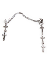 Hequ Vintage Cross Tassel Chains Ear Cuff Women Girls Gothic Punk Style Clip Stud Earring (Silver)