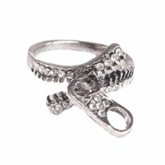 Hequ Ritsleting Buatan Retro Cincin Laris Unik Desain Perhiasan Murah Fesyen Perak Antik Berlapis Punk-Intl
