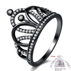 Nya Mia Eropa Mewah Hitam Mahkota Lingkaran Wanita Modis Zirkonia Besar Cincin Perhiasan-Internasional