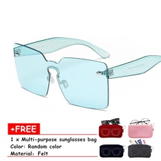Nya Mia Fashion Wanita Rectangle Ocean Lensa Sunglasses Shades Merek Mewah Desain Berjemur Kacamata Terintegrasi Eyewear Permen Warna UV400 Cermin Mata Hitam (Hijau) -Intl