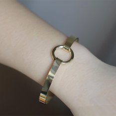 Nya Mia Hot Sale Sederhana Kepribadian Wanita Wanita Fashion Paduan Pesona Bangle Gelang Perhiasan dengan Round Loop (Emas) -Intl