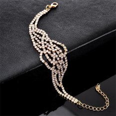 Nya Mia Baru A Sederhana Kepribadian Wanita Wanita Fashion Diamond Crystal Charm Bangle Gelang Perhiasan (Emas)-Intl