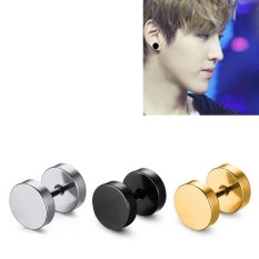 Nya Mia Paragraf Yang Sama Gaya GD Titanium Steel Anti Alergi 10mm Barbell Stud Earrings (Emas) -Intl