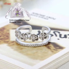 Nya Mia Trendi Perak Cincin Kencan Mawar Bunga Kristal Ukuran Dapat Disesuaikan Cincin Cincin untuk Wanita-Internasional