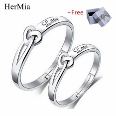 Nya Mia Putih Berlapis Emas Elegan Pecinta Janji Perhiasan Cincin Fashion Couple Rings Pernikahan Ring Adjustable Ring Ukuran (Free Gift Box) -Intl