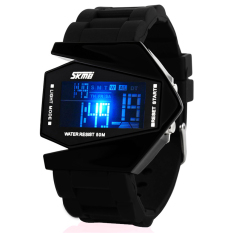 High Quality Hot SKMEI 0817 Aircraft Shape Originality Design Fashion LED Jelly Color Waterproof Watch(black)
