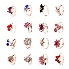 Tinggi Kualitas Store Baru 20 Pcs Grosir Mix Lots Cute Crystal Anak-anak Anak-anak Emas Disepuh Adjustable Ring-Internasional