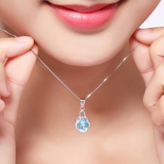 Tinggi kualitas Store baru baru Women 925 Sterling Silver safir perhiasan batu permata liontin jaringan kalung