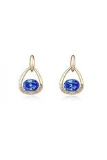 HKS HKS80288Qs Frank Hidup Austria Crystal Anting-Anting Biru Champagne Gold