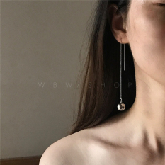 HM Retro Geometris Jatuh Anting Mutiara Rantai
