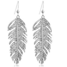 HomeGarden Jual Hot Fashion Bohemian Alloy Rhinestone Feather Pendant Stud Earrings Perhiasan Perak