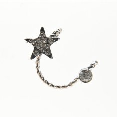 HomeGarden Wanita Charm Sparkling Crystal Pentagram Telinga Klip Trendy Telinga Manset Anting Tindik Perak