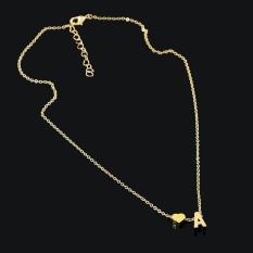 Hot Fashion 26 Huruf Pesona Berbentuk Hati Liontin Kalung Wanita Kalung Sederhana Pecinta Hadiah-Emas-Intl
