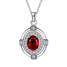 Hot Fashion Berkualitas Tinggi Wanita Cantik Oval Rhinestone Kalung Rantai Perak