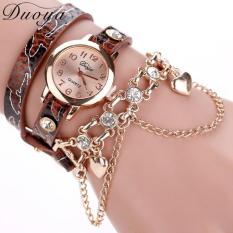 Jual Hot Fashion Mewah Jam Pendant Jantung Gelang Watch Women Wrist Watches Brown