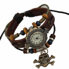 Hot Jual Fashion Pria Gaya Etnik Retro Kulit Watches (W01323)-Intl