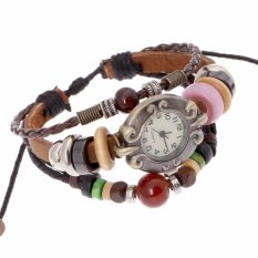 Hot Jual Fashion Pria Gaya Etnik Retro Kulit Watches (W01334)-Intl