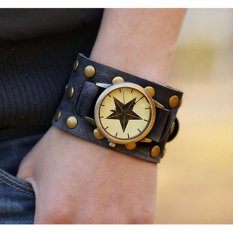Hot Jual Fashion Pria Gaya Etnik Retro Kulit Watches (WB01421)-Intl