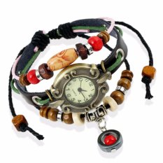 Hot Jual Fashion Wanita Gaya Etnik Retro Kulit Watches (W01338)-Intl