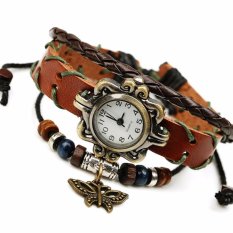 Hot Jual Fashion Wanita Gaya Etnik Retro Kulit Watches (W013468)-Intl