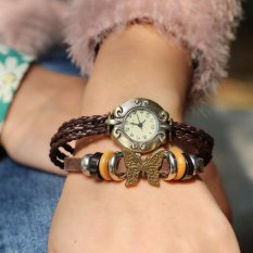 Hot Jual Fashion Wanita Gaya Etnik Retro Kulit Watches (W01383)-Intl