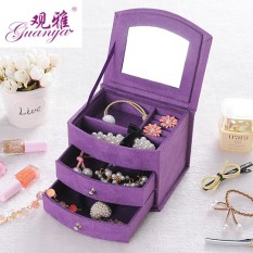 Hot Jual Beludru Kualitas Tinggi Tiga Lapisan Portable Multi Fungsional Kalung Cincin Dll Kotak Perhiasan Desain Mode Boks Hadiah