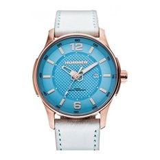 Hummer Miranda Jam Tangan HU1109-113 Mawar Gold Kasus Tali Kulit Putih-Internasional
