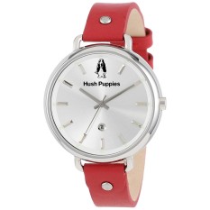 Hush Puppies HP.3802L.2509 - Analog - Jam Tangan Wanita - Bahan Tali Leather - Merah - Dial Silver