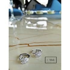 I-BLINK ANTING HOOP DESAIN CLOVER SILVER LAPIS EMAS WARNA WHITE GOLD