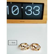 I-BLINK XUPING ANTING MODEL HOOP DESAIN SILANG PERMATA LAPIS EMAS