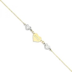 Es Karat 14 K Dua Suara Kuning Gold Jantung Cinta 1 Inch Dapat Disesuaikan Rantai Plus Extender Ukuran Gelang Kaki Pergelangan Kaki Pantai gelang Runcing Perhiasan Hadiah Set untuk Wanita Hati-Internasional