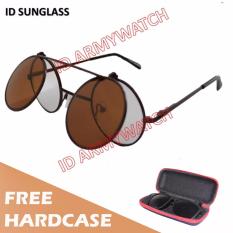 ID Sunglass - Kacamata Round Bulat Pria Wanita - Frame Coklat - Lensa Coklat SUN 1001-11