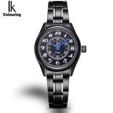 IK Mewarnai Merek Mewah Nomor Skala Kalender Stainless Steel Band Otomatis SelfWind Gerakan Gelang Gesper Jendela Hardisk Wanita Watch Jam Tangan 4182