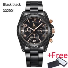 IK Vintage Gold Hollow Skeleton Watch Jam Tangan Mens Steel Case Genuine Leather Strap Automatic Mechanical Watch Jam Tangan es Waterproof Winner Style - intl